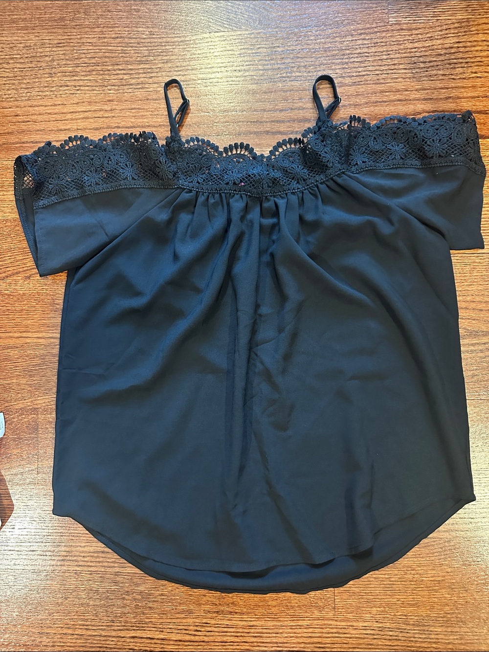 Lace-Trim Black Cold-Shoulder Cami